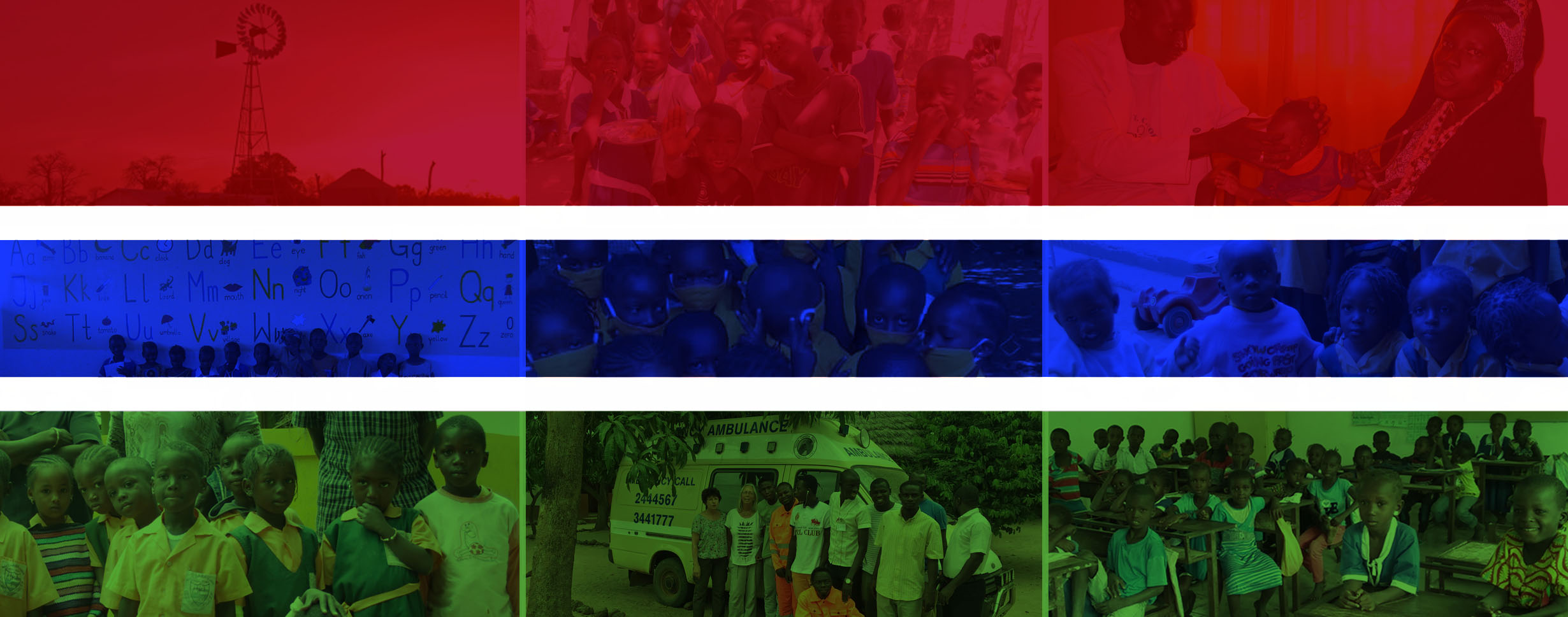 Eine Fotomontage mit der Flagge von Gambia